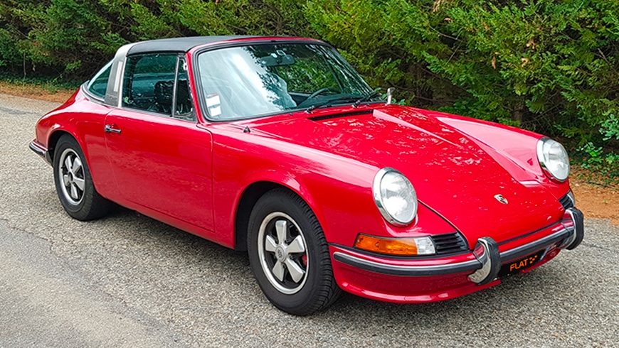 Porsche 911 2.4 E Targa rouge, vue avant