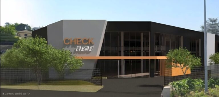 Image de synthèse du futur bâtiment Check Engine, l'usine moteur FLAT prévue pour 2027